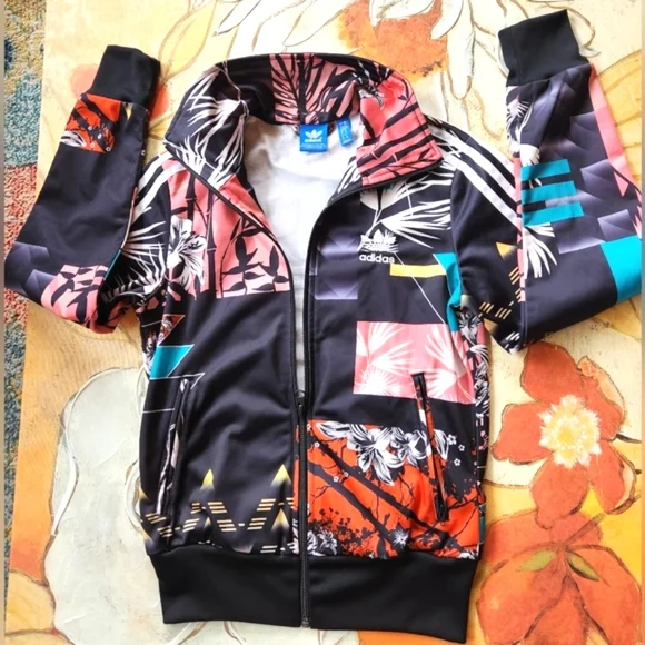 ADIDAS x Farm RIO Black 3 Stripe Trefoil Zip Gym Collect Street Track Jacket XS - Picture 2 of 16